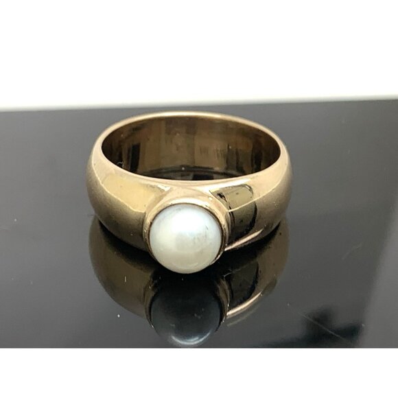 Pearl Cocktail Ring 14k Yellow Gold Estate Jewelry Women's Size 7.25